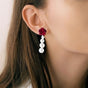 Maroon Rose And Pearl Danglers