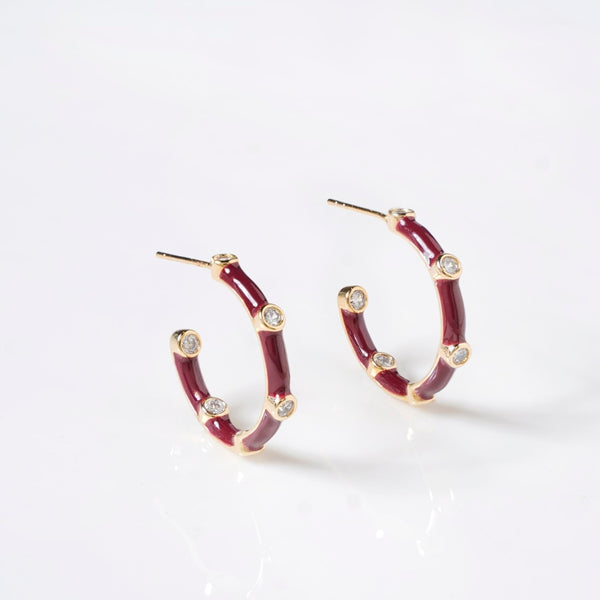 Maroon Studded Hoops