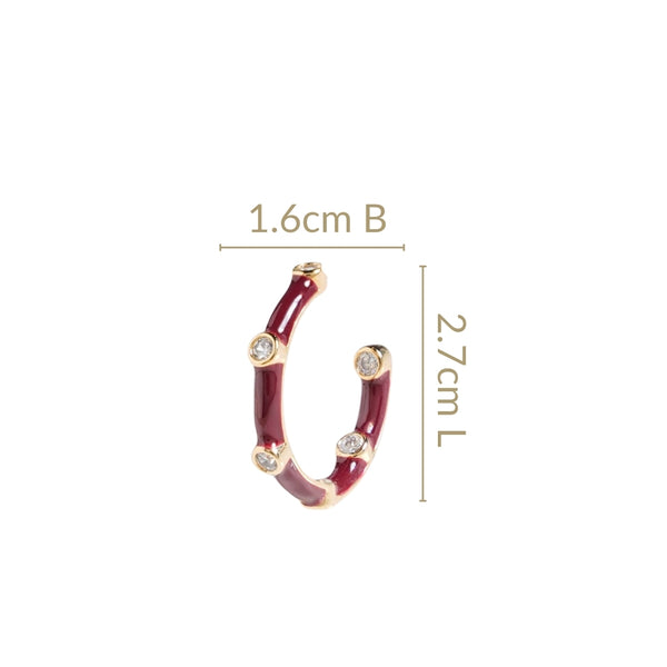 Maroon Studded Hoops