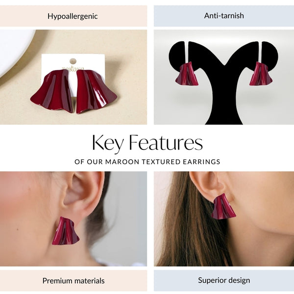 Maroon Textured Earrings