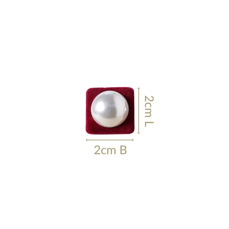 Maroon Velvet Pearl Square Studs