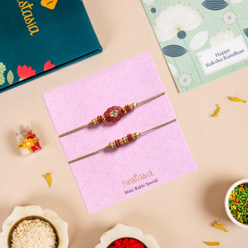 Maroon Bloom Rakhi Set Of 4 With Box And Card