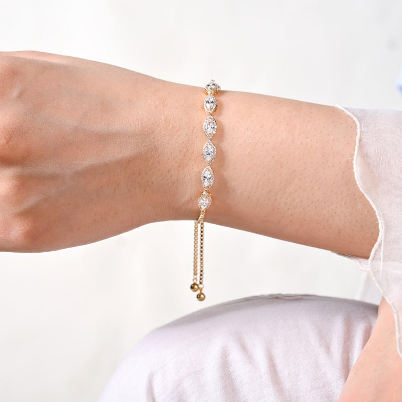 Marquise Cut Charm Gold Bracelet
