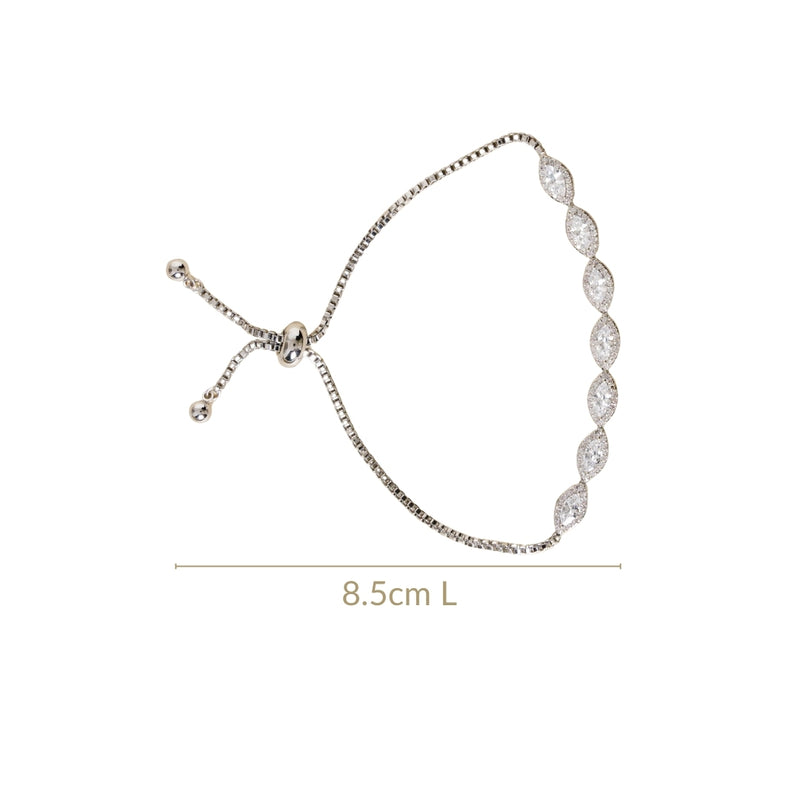 Marquise Cut Charm Silver Bracelet