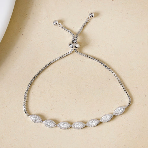 Marquise Cut Charm Silver Bracelet