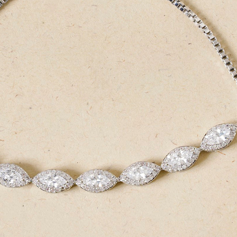 Marquise Cut Charm Silver Bracelet