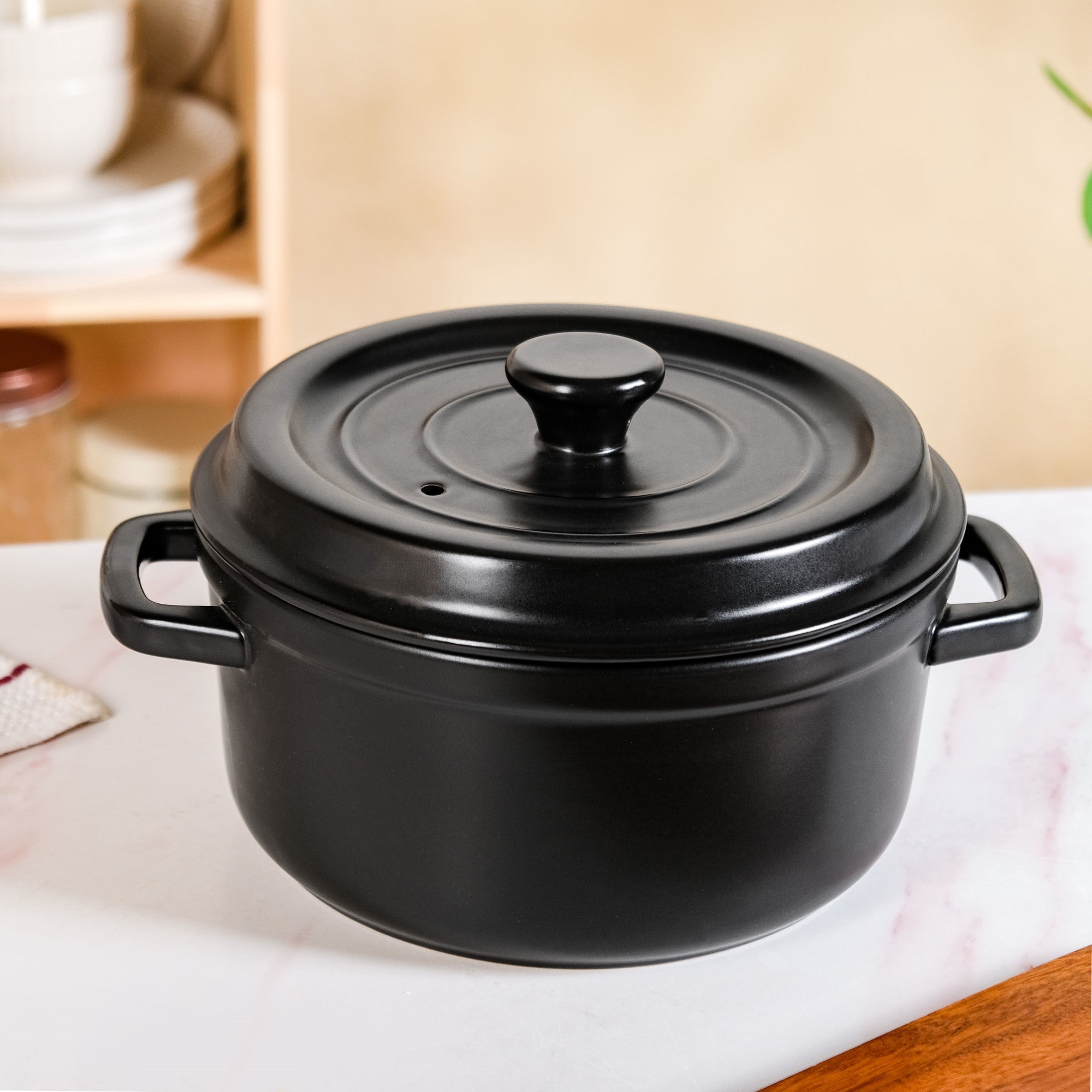Matte Black Ceramic Cocotte Cooking Pot 4200ml Online - Premium