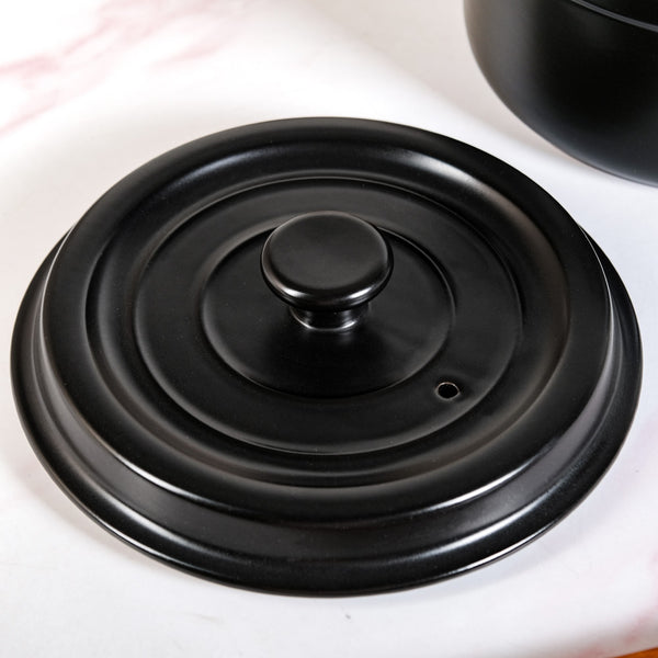 Matte Black Ceramic Cocotte Cooking Pot 4200ml