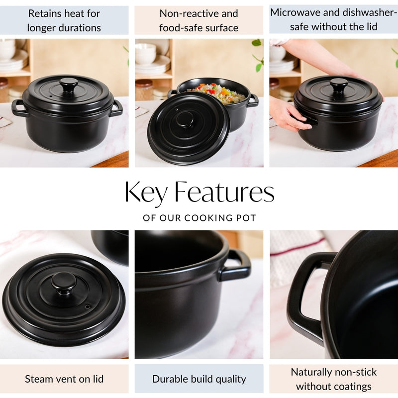 Matte Black Ceramic Cocotte 4000ml