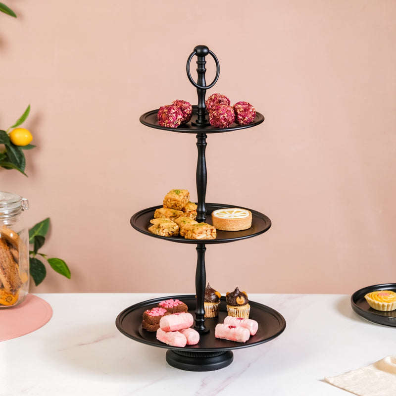 Matte Black 3 Tiered Cake Stand