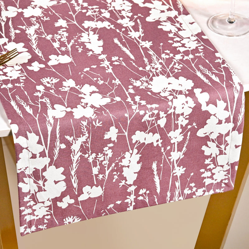 Mauve 8 Seater Cotton Water Resistant Runner 264x35cm