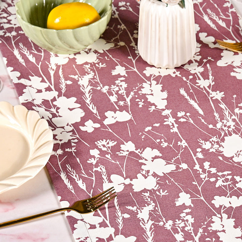 Mauve 8 Seater Cotton Water Resistant Runner 264x35cm