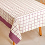 Mauve Grid Cotton 8 Seater Water Resistant Tablecloth 274x152cm