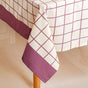 Mauve Grid Cotton 8 Seater Water Resistant Tablecloth 274x152cm