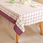 Mauve Grid 6 Seater Pure Cotton Tablecloth 203x152cm