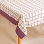 Mauve Grid 6 Seater Pure Cotton Tablecloth 203x152cm
