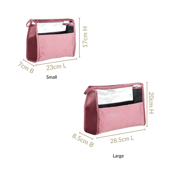 Quilted Travel Organisers Set Of 2 Old Rose Pink