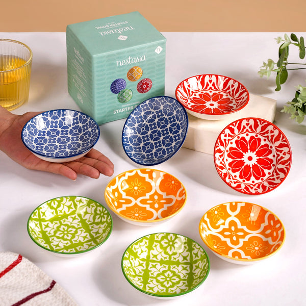 Mediterranean Vibrancy Small Ceramic Bowls Set Of 8 70ml