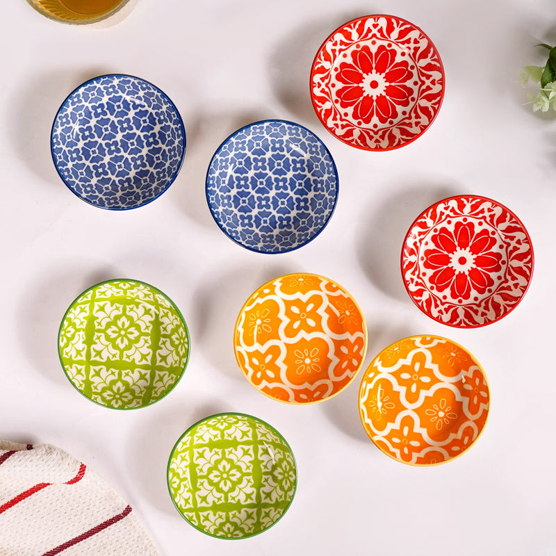 Mediterranean Vibrancy Small Ceramic Bowls Set Of 8 70ml