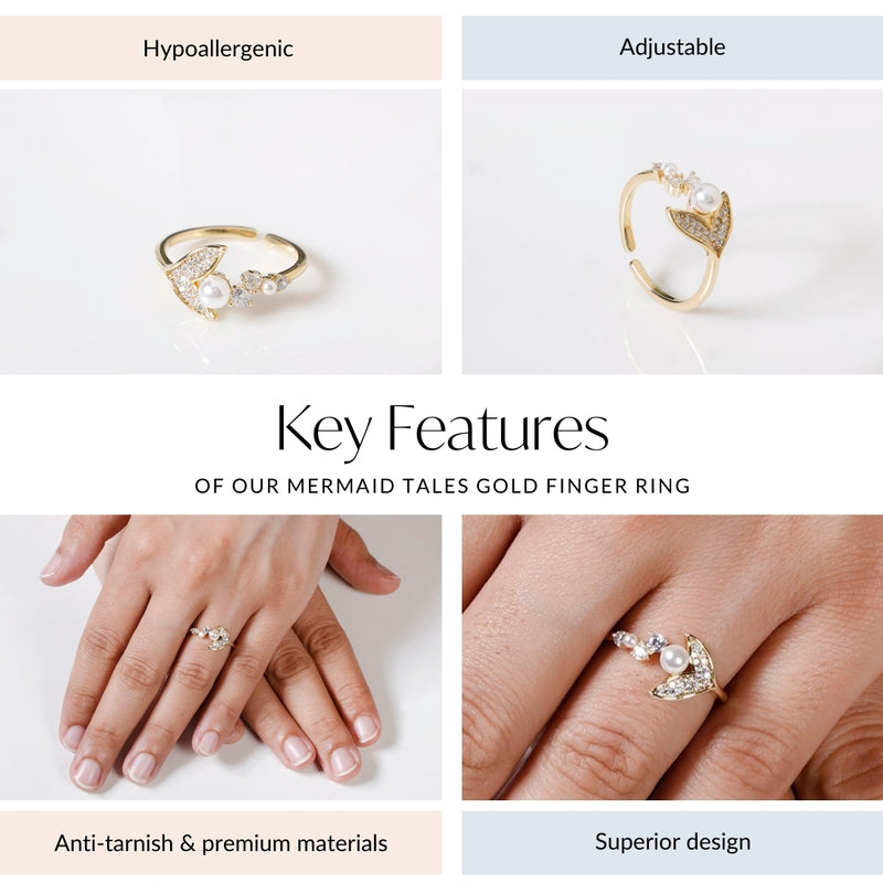 Mermaid Tales Gold Finger Ring