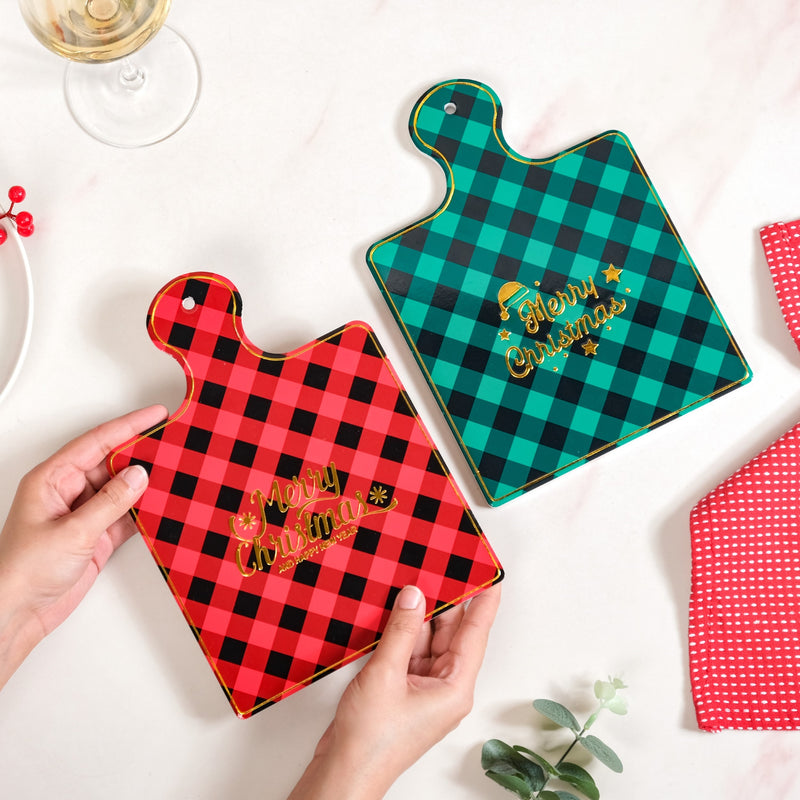 Merry Christmas Ceramic Serving Platter Set Of 2