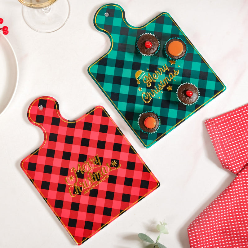 Merry Christmas Ceramic Serving Platter Set Of 2