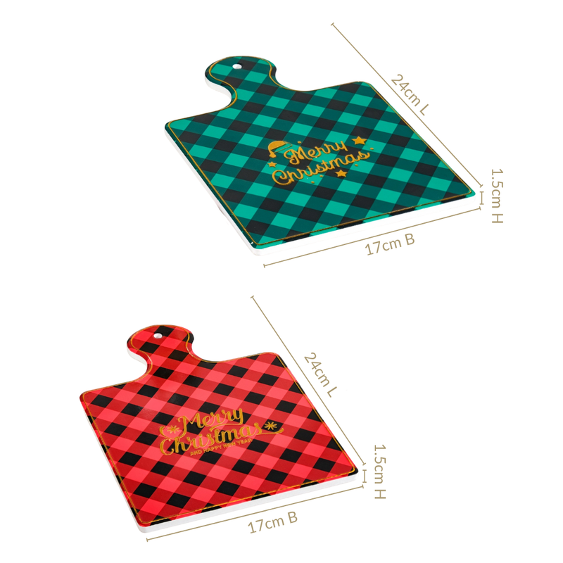 Merry Christmas Ceramic Serving Platter Set Of 2