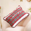 Plaid Merry Christmas Calligraphy Cushion Cover 20x14 Inch