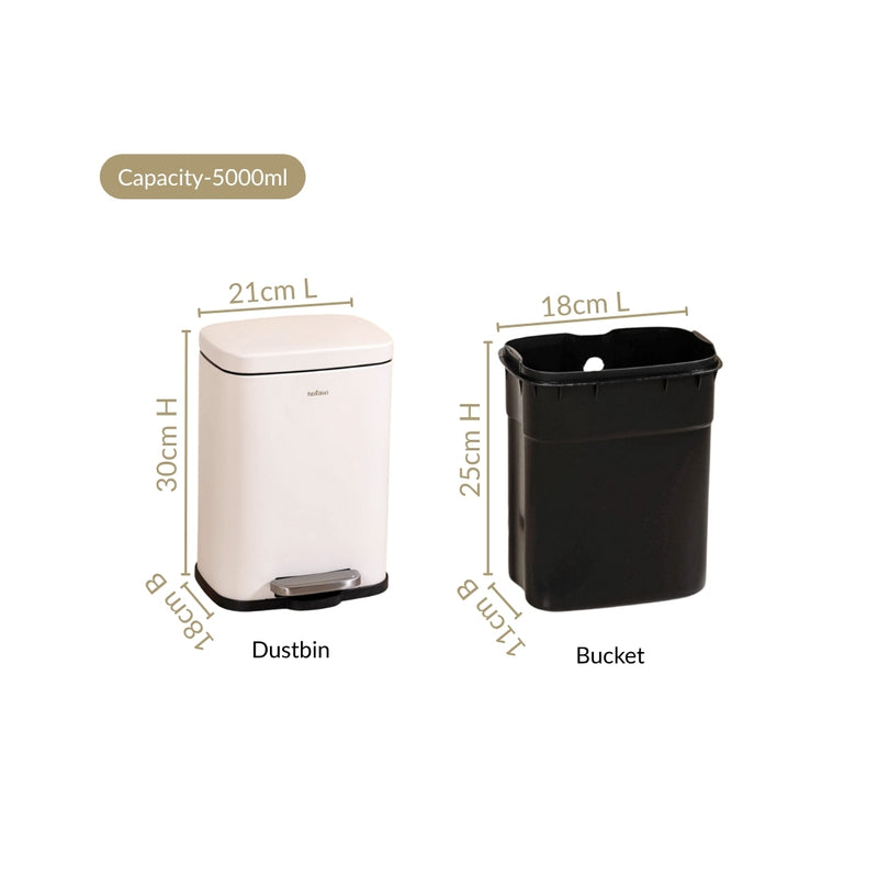 Metal Pedal Dustbin White 5000ml