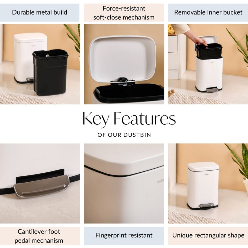 Metal Pedal Dustbin White 5000ml