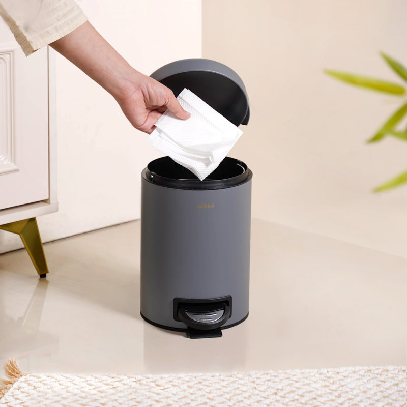 Metal Dustbin With Removable Bucket Grey 3000ml