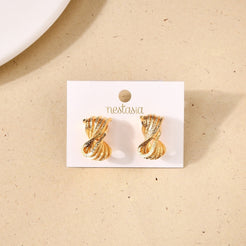 Metal Hourglass Stud Earrings Gold