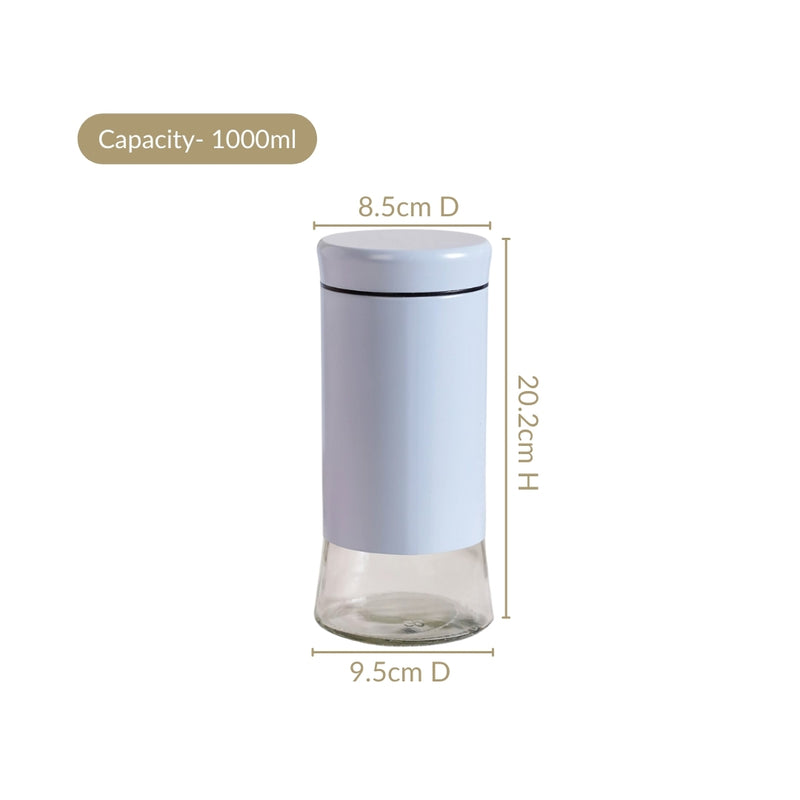 Metal Jars With Glass Bottom Set Of 4 1000ml