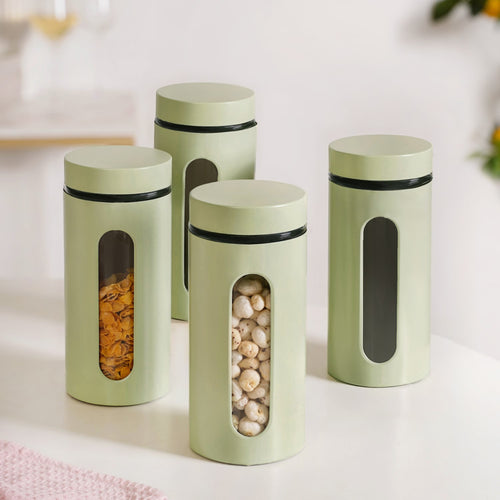 Metal Pantry Jars With Viewing Window Set Of 4 1500ml
