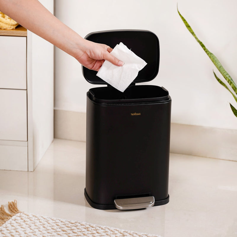 Metal Pedal Dustbin Black 5000ml