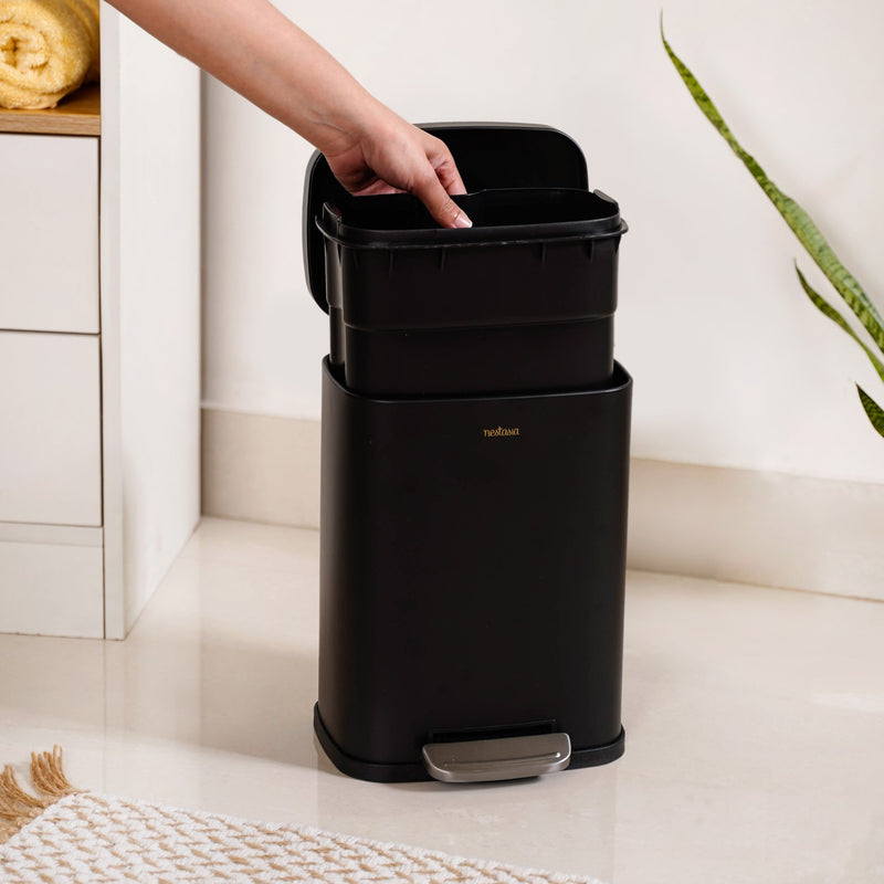 Metal Pedal Dustbin Black 5000ml