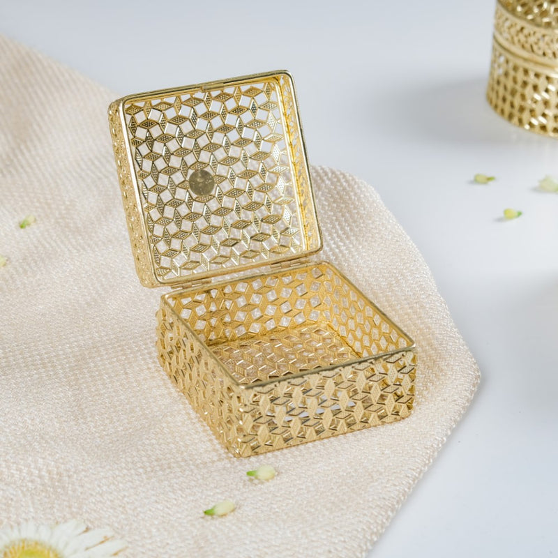 Set of 2 Vintage Jewellery Organiser Box Gold