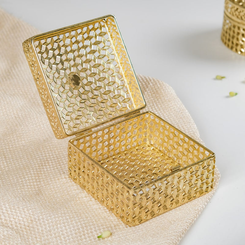 Set of 2 Vintage Jewellery Organiser Box Gold