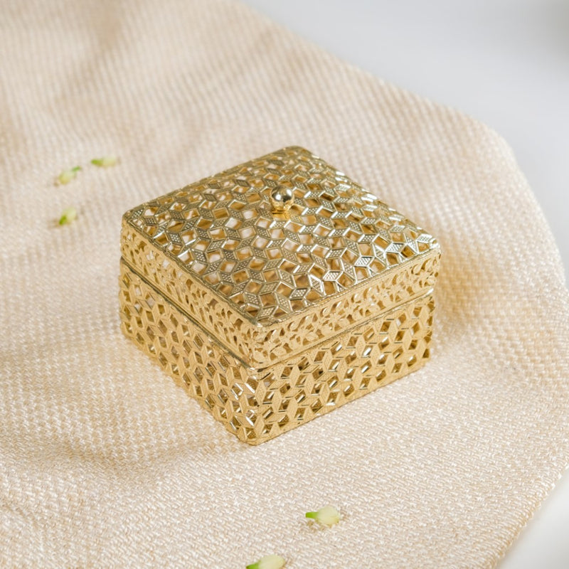 Set of 2 Vintage Jewellery Organiser Box Gold