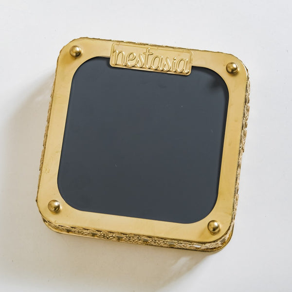 Square Gifting Tray With Mirror Gold Small