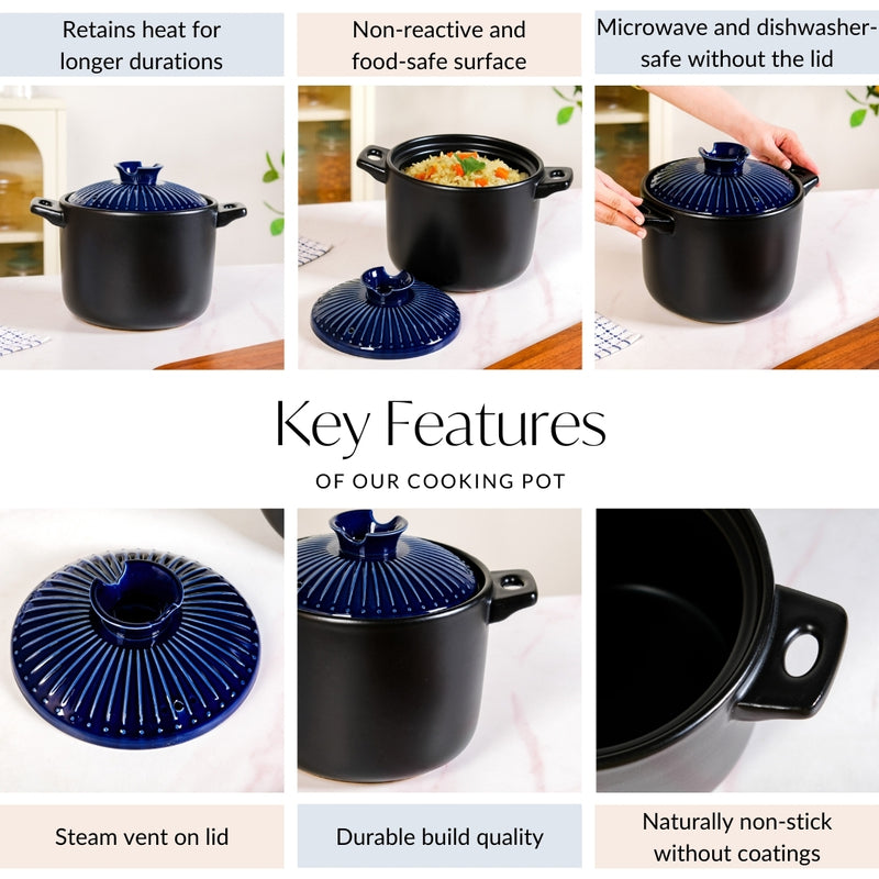 Midnight Indigo Cooking Pot With Lid 4300ml