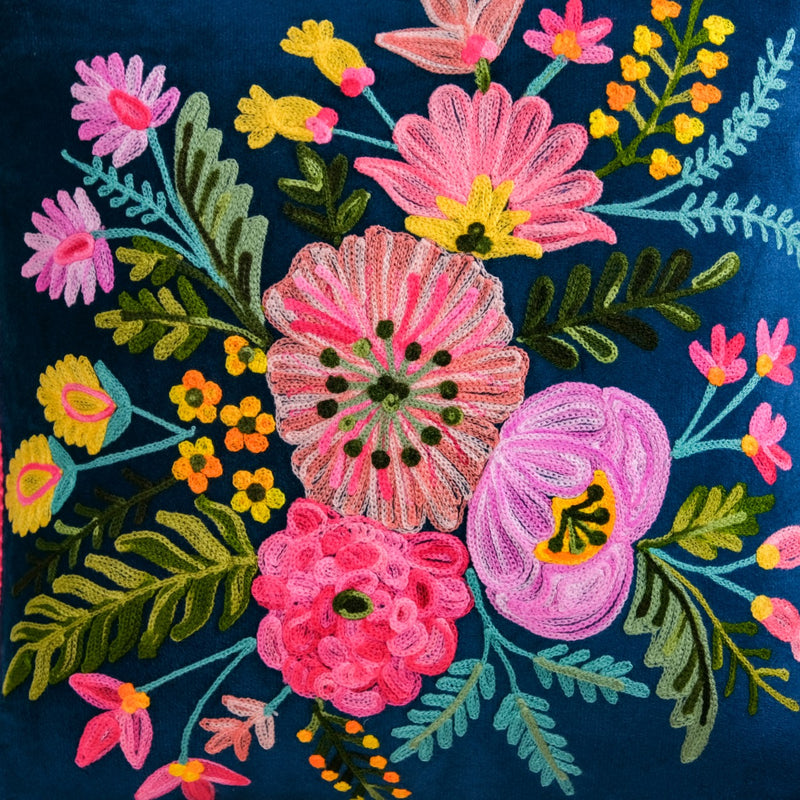 Midnight Bouquet Velvet Cushion Cover 40x40cm