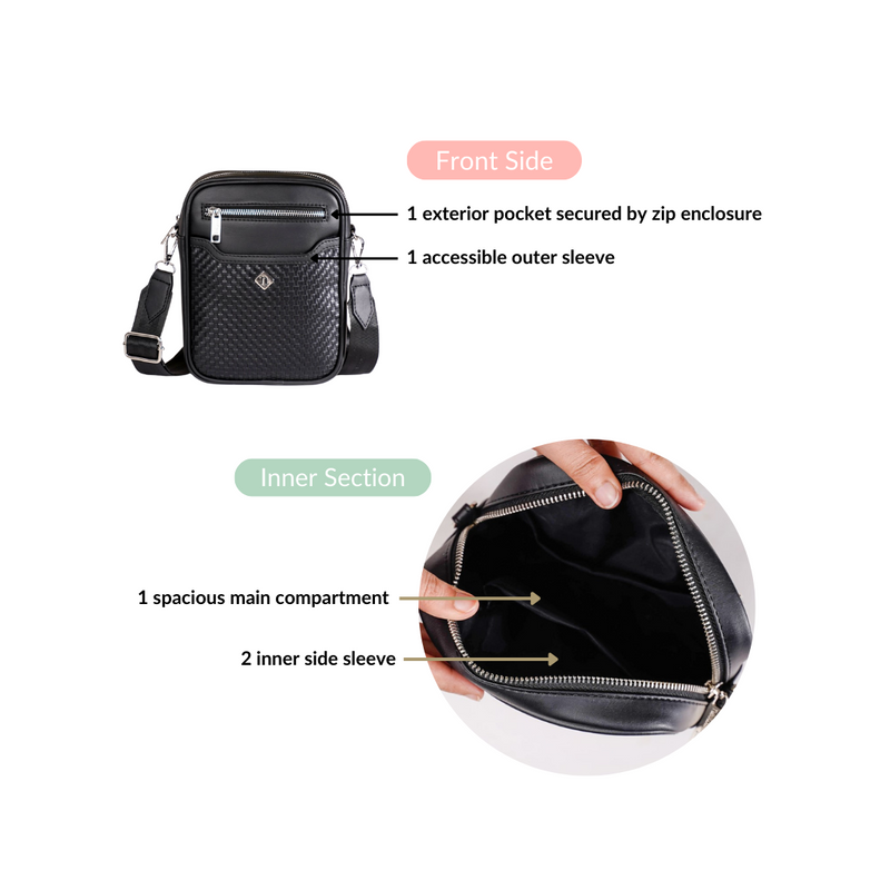 Midnight Luxe Messenger Bag Black