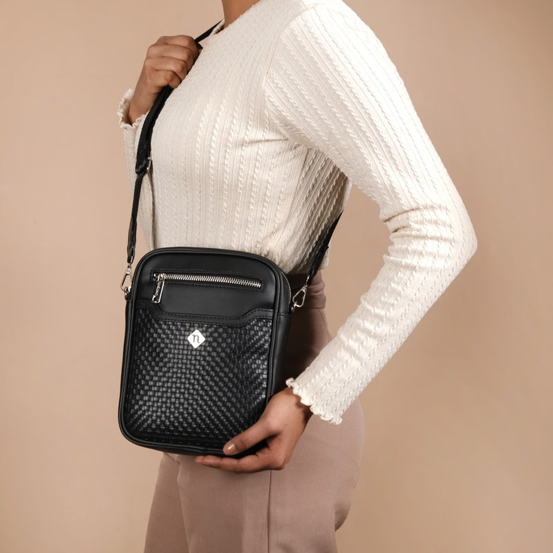 Midnight Luxe Messenger Bag Black