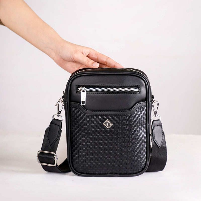 Midnight Luxe Messenger Bag Black