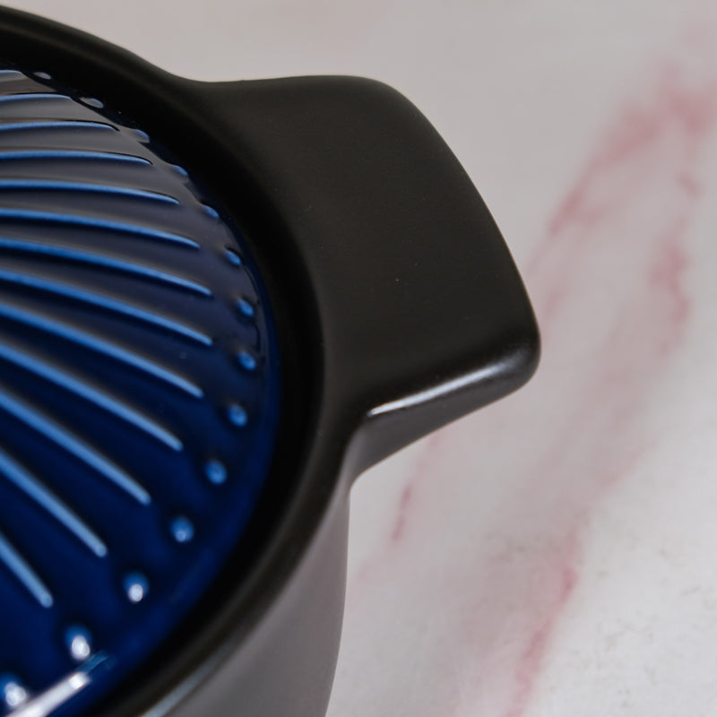Midnight Blue Ribbed Ceramic Cooking Pot 3000ml