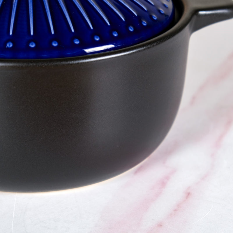 Midnight Blue Ribbed Ceramic Cooking Pot 3000ml