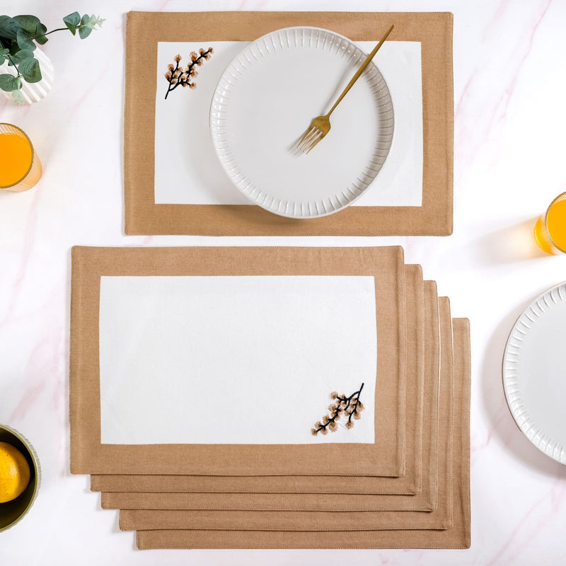 Midori Complete Table Linen Set With Mats Napkins Runners And Table Cloth In Brown