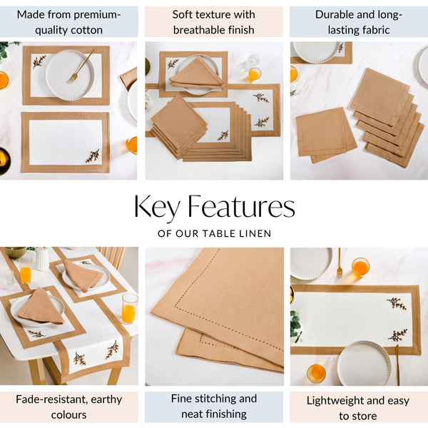 Midori Table Runner Placemats And Napkins 13 Piece Set In Brown