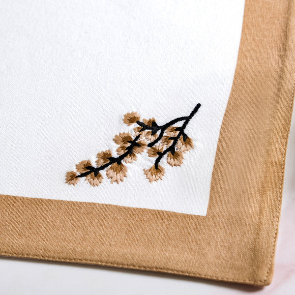 Midori Pure Cotton Table Runner And Placemat Set Of 7 In Brown